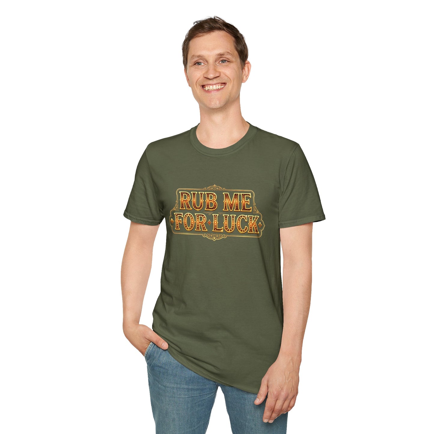 "Rub Me for Luck" Retro Lucky Charm Graphic Tee Casino