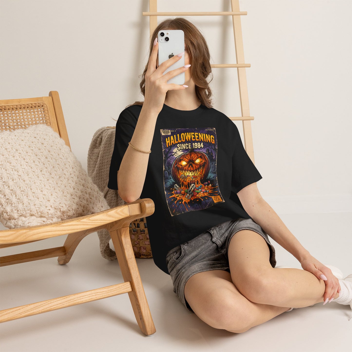 Halloweening Since 1984 T‑Shirt — Vintage Jack‑O’Lantern Halloween Comic Tee
