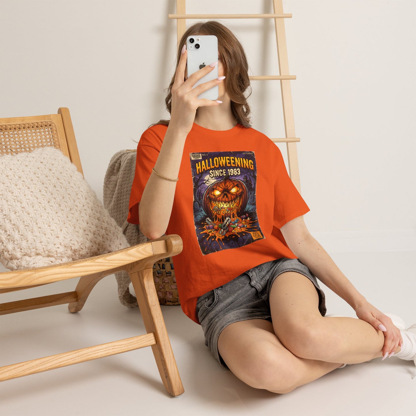 Halloweening Since 1983 T‑Shirt — Vintage Jack‑O’Lantern Halloween Comic Tee