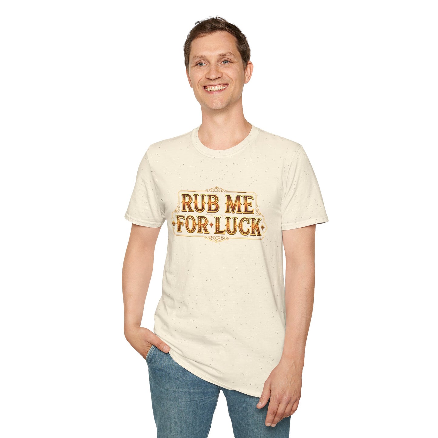 "Rub Me for Luck" Retro Lucky Charm Graphic Tee Casino
