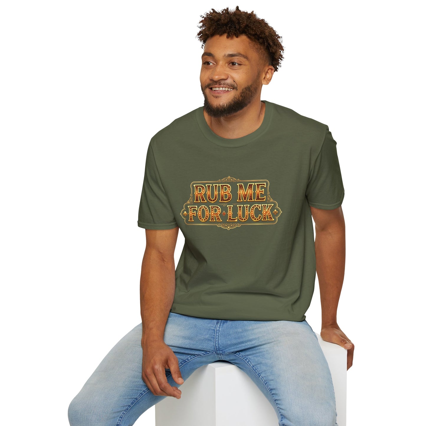 "Rub Me for Luck" Retro Lucky Charm Graphic Tee Casino