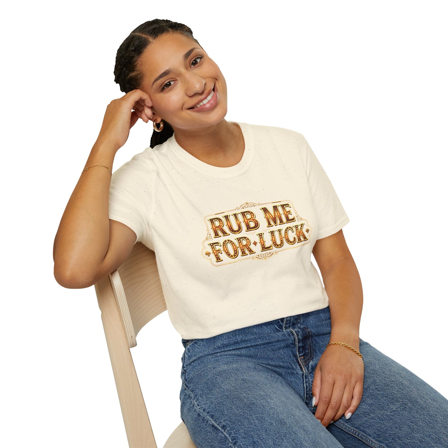 "Rub Me for Luck" Retro Lucky Charm Graphic Tee Casino