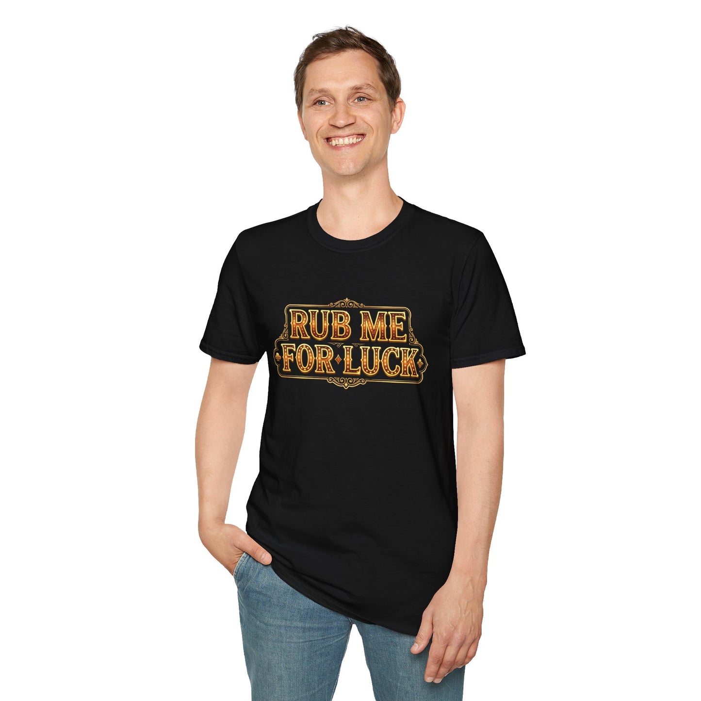 "Rub Me for Luck" Retro Lucky Charm Graphic Tee Casino
