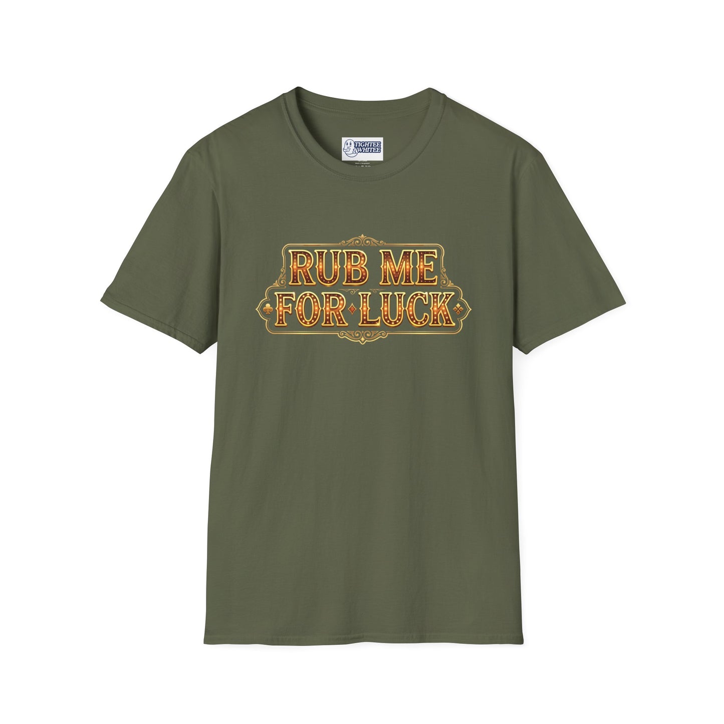 "Rub Me for Luck" Retro Lucky Charm Graphic Tee Casino