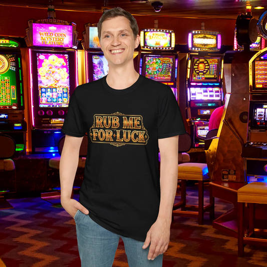 "Rub Me for Luck" Retro Lucky Charm Graphic Tee Casino
