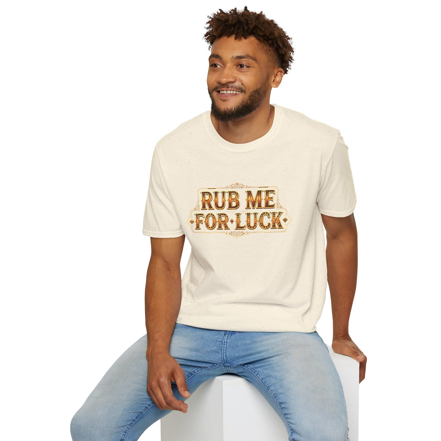 "Rub Me for Luck" Retro Lucky Charm Graphic Tee Casino